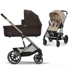 Cybex Balios S Lux TPE Almond Beige carrycot Chocolate Brown stroller 2 in 1