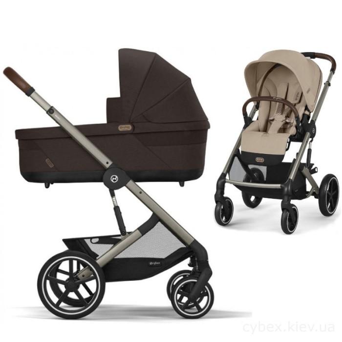 Cybex Balios S Lux TPE Almond Beige carrycot Chocolate Brown stroller 2 in 1