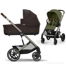 Cybex Balios S Lux TPE Moss Green carrycot Chocolate Brown stroller 2 in 1