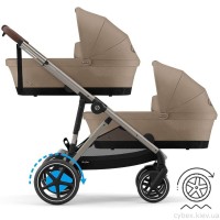 Cybex e-Gazelle S 2 in 1 Almond Beige Electric Twin Stroller