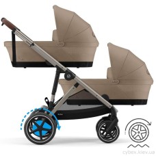 Cybex e-Gazelle S 2 в 1 Almond Beige коляска для двійні з електроприводом