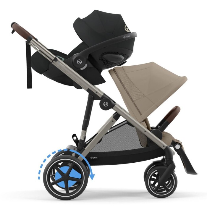 Cybex e-Gazelle S Almond Beige коляска для двійні