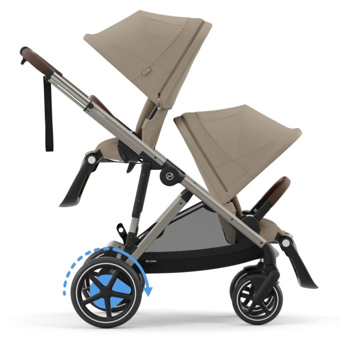 Cybex e-Gazelle S Almond Beige коляска для двійні