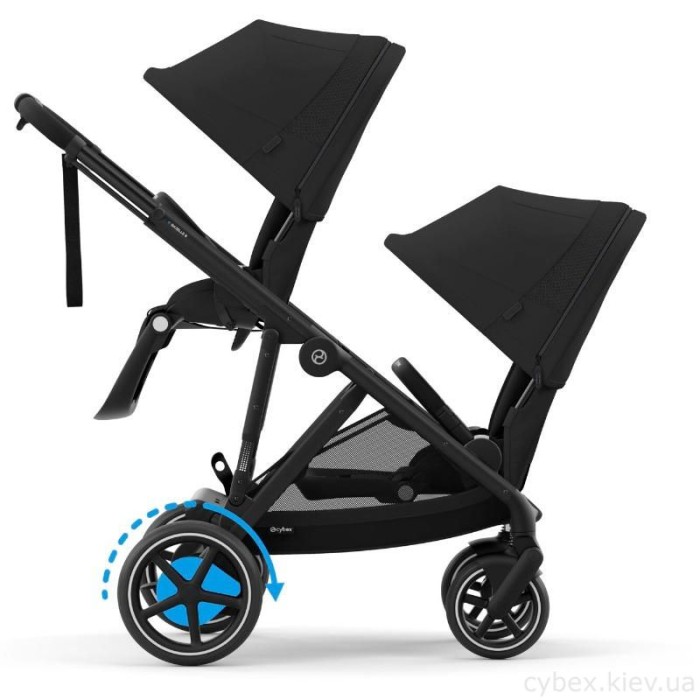 Cybex e-Gazelle S 2 в 1 Moon Black коляска для двійні  з електроприводом