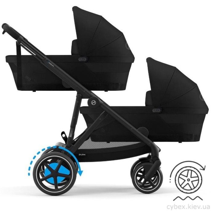 Cybex e-Gazelle S 2 в 1 Moon Black коляска для двійні  з електроприводом