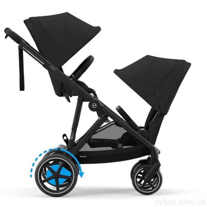 Cybex e-Gazelle S 2 в 1 Moon Black коляска для двійні  з електроприводом
