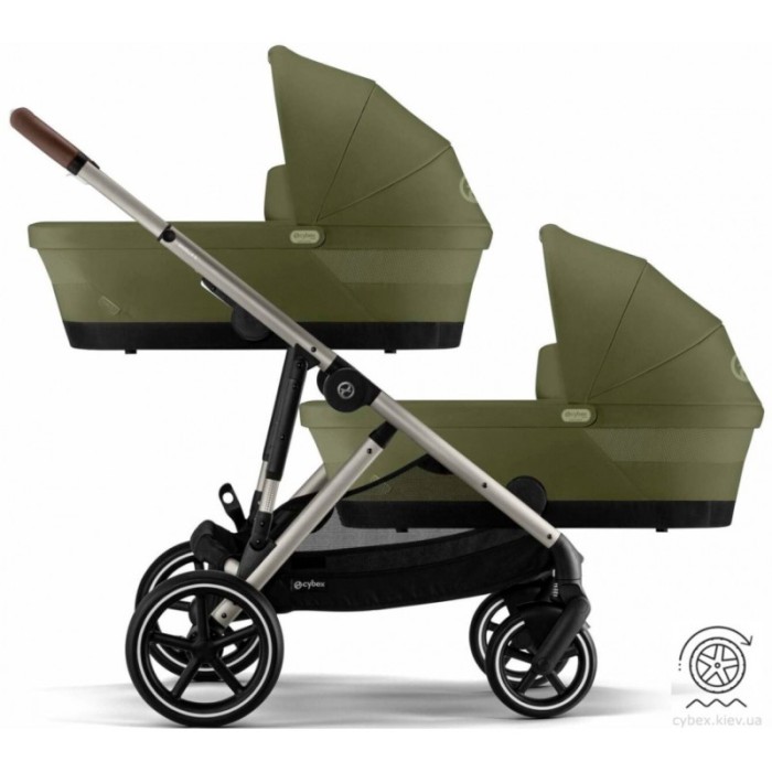 Cybex e-Gazelle S 2 в 1 Moss Green коляска для двійні  з електроприводом