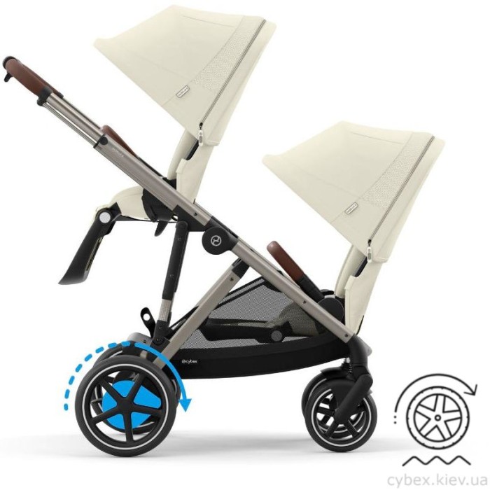 Cybex e-Gazelle S Seashell Beige коляска для двійні