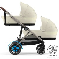 Cybex e-Gazelle S 2 в 1 Seashell Beige коляска для двійні з електроприводом
