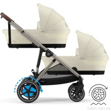 Cybex e-Gazelle S 2 в 1 Seashell Beige коляска для двійні з електроприводом