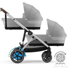 Cybex e-Gazelle S 2 в 1 Stone Grey коляска для двійні з електроприводом