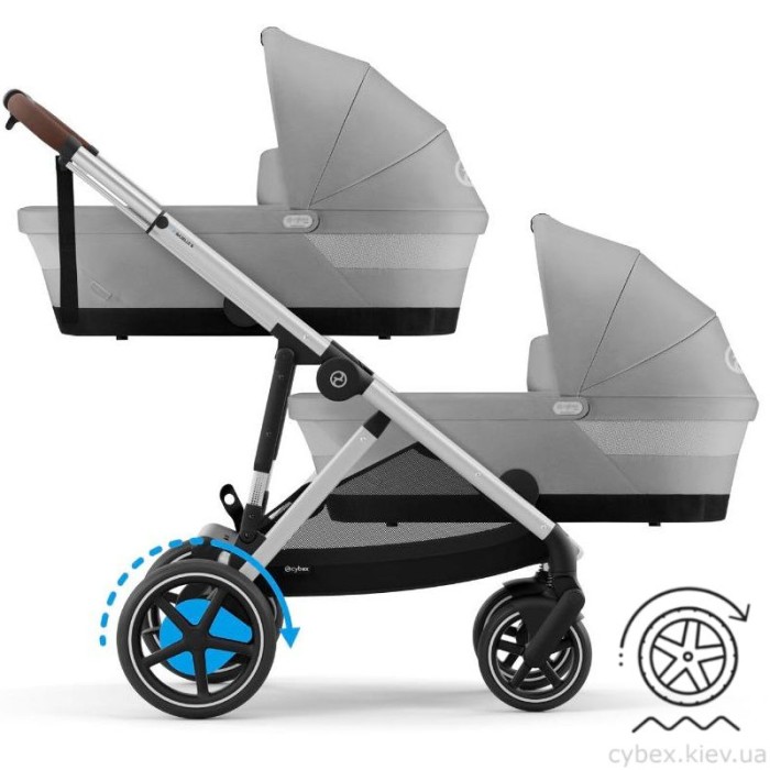 Cybex e-Gazelle S 2 в 1 Stone Grey коляска для двійні  з електроприводом