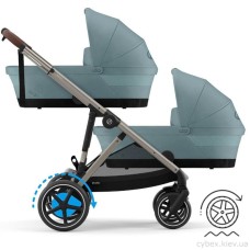 Cybex e-Gazelle S 2 в 1 Stormy Blue коляска для двійні з електроприводом