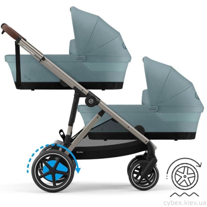 Cybex e-Gazelle S 2 в 1 Stormy Blue коляска для двійні  з електроприводом