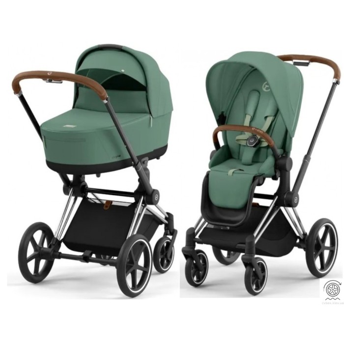 Cybex ePriam Leaf Green шасі Chrome Brown 4.0 коляска 2 в 1