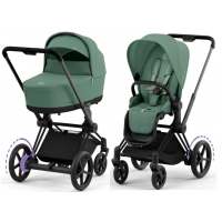 Cybex ePriam Leaf Green chassis Matt Black 4.0 stroller 2 in 1