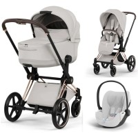Cybex Priam Style Collection 3 in 1 City Grey chassis Rosegold 5.0 car seat Cloud T plus