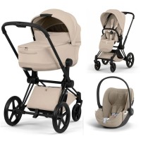 Cybex Priam Style Collection 3 in 1 Cozy Beige chassis Matt Balck 5.0 car seat Cloud T plus