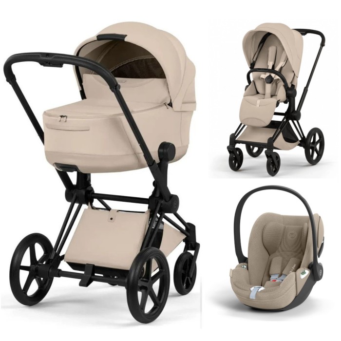 Cybex Priam Style Collection 3 в 1 Cozy Beige шасі Matt Balck 5.0 автокрісло Cloud T plus