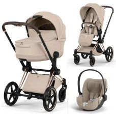 Cybex Priam Style Collection 5.0 Cozy Beige chassis Rosegold stroller 3 in 1