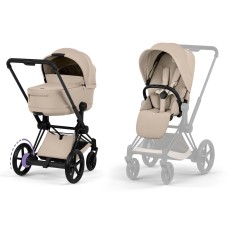 Cybex ePriam Comfort Collection Cozy Beige шасі Matt Black 5.0 коляска 2 в 1