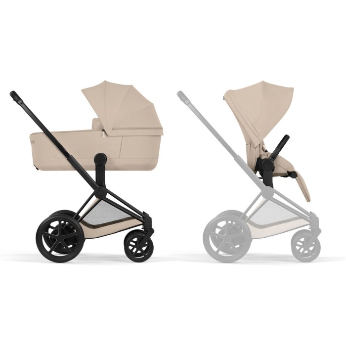 Cybex ePriam Comfort Collection Cozy Beige шасі Matt Black 5.0 коляска 2 в 1