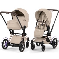 Cybex ePriam Style Collection Cozy Beige chassis Rosegold 5.0 stroller 2 in 1