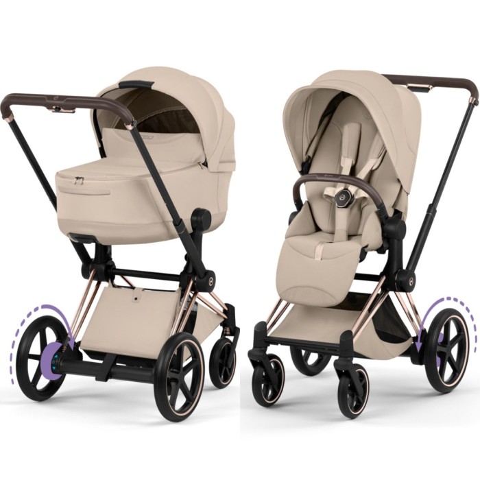 Cybex ePriam Style Collection Cozy Beige шасі Rosegold 5.0 коляска 2 в 1