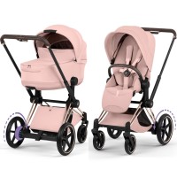 Cybex ePriam Style Collection Peach Pink chassis Rosegold 5.0 stroller 2 in 1