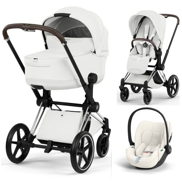 Cybex Priam Style Collection 3 в 1 Off White шасі Chrome 5.0 автокрісло Cloud T plus