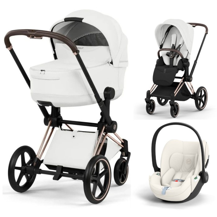 Cybex Priam Style Collection 3 в 1 Off White шасі Rosegold 5.0 автокрісло Cloud T plus