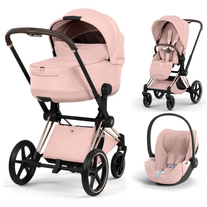 Cybex Priam Style Collection 3 в 1 Peach Pink шасі Rosegold 5.0 автокрісло Cloud T plus
