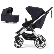 Stroller Emmaljunga NXT90 Silver FLAT Outdoor Navy 2 in 1