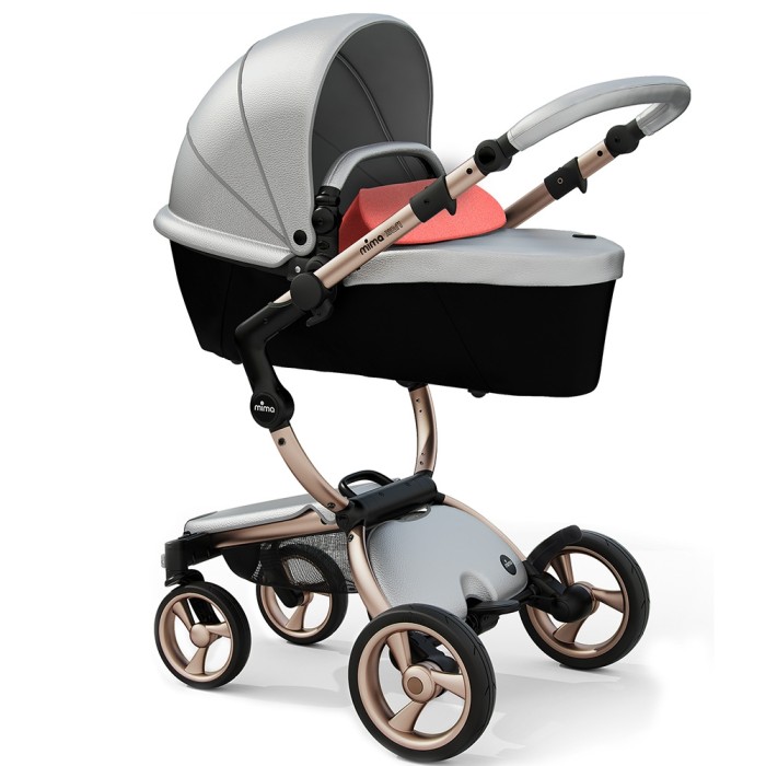 Коляска Mima Xari Argento шасі Rose Gold стартовий набір Coral Red