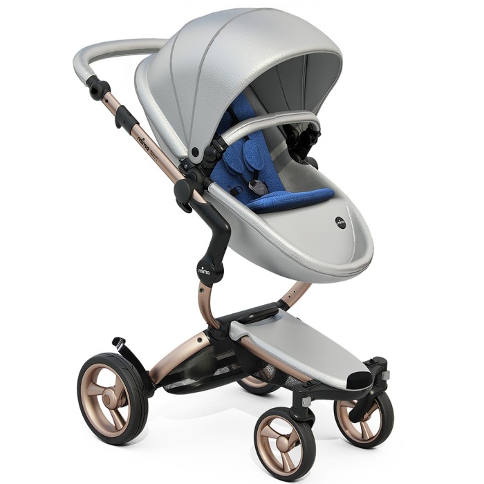 Коляска Mima Xari Argento шасі Rose Gold стартовий набір Denim Blue