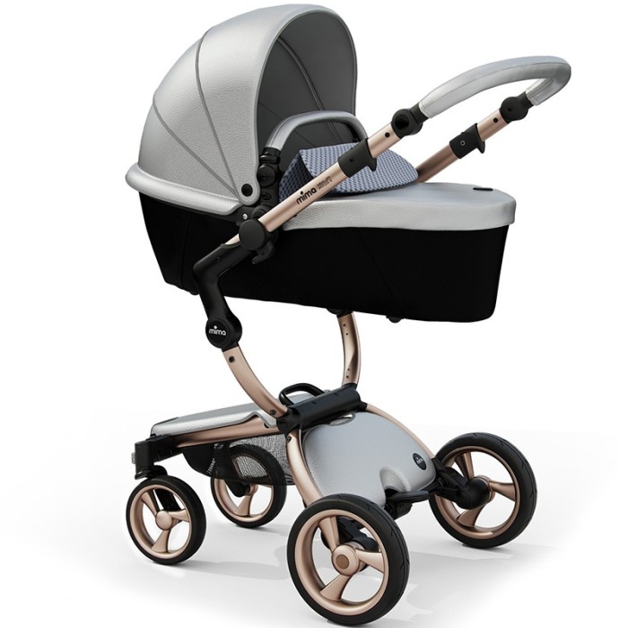 Коляска Mima Xari Argento шасі Rose Gold стартовий набір Retro Blue