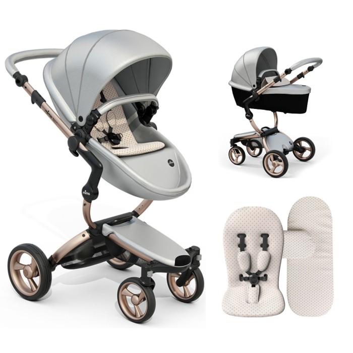 Коляска Mima Xari Argento шасі Rose Gold стартовий набір Sandy Beige