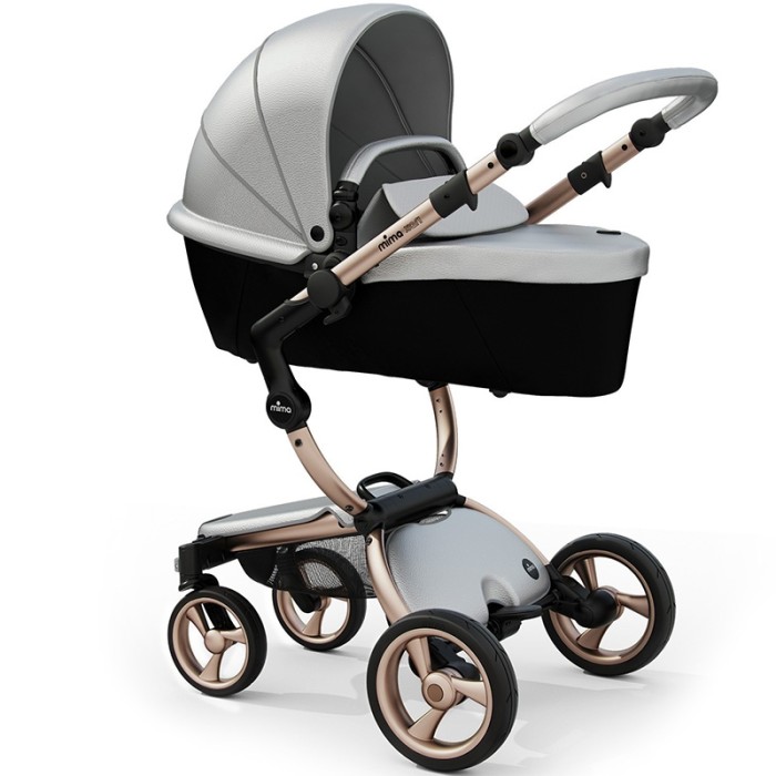 Коляска Mima Xari Argento шасі Rose Gold стартовий набір Stone White