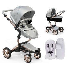 Stroller Mima Xari Argento chassis Rose Gold starter pack Stone White
