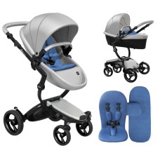 Stroller Mima Xari Argento chassis Black BB starter pack Denim Blue