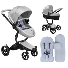 Stroller Mima Xari Argento chassis Black BB starter pack Pixel Blue