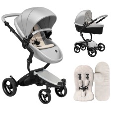 Stroller Mima Xari Argento chassis Black BB starter pack Sandy Beige