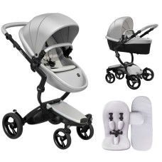 Stroller Mima Xari Argento chassis Black BB starter pack Stone White