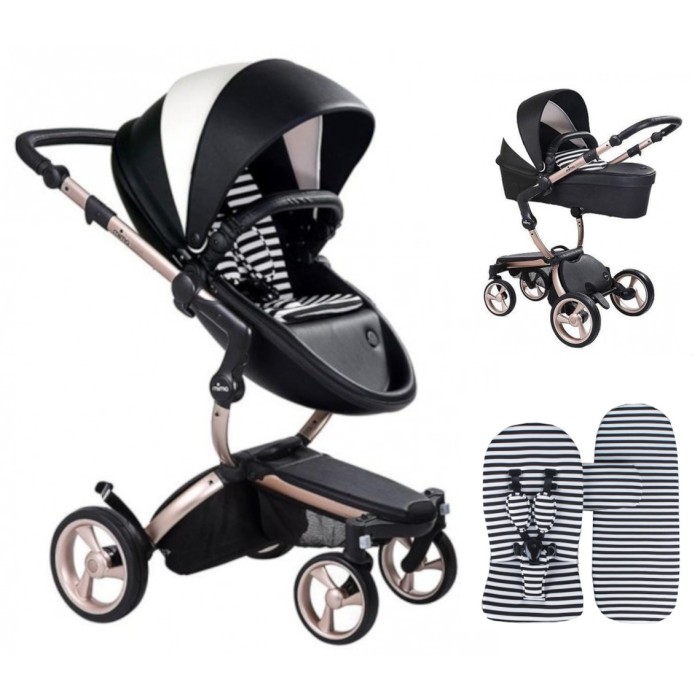 Коляска Mima Xari Black&White шасі Rose Gold стартовий набір Black&White