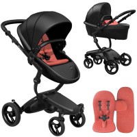 Stroller Mima Xari black chassis black BB starter pack Coral Red