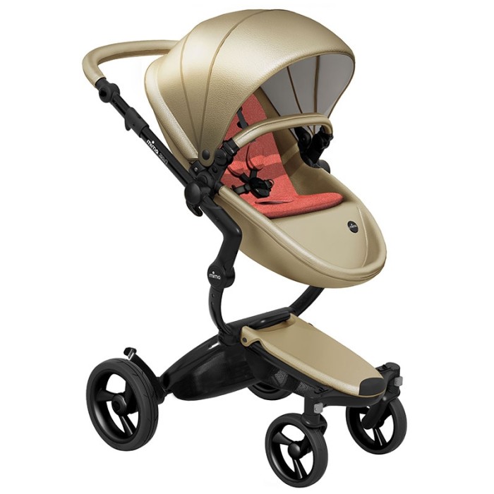 Stroller Mima Xari Champagne chassis Black BB starter pack Coral Red