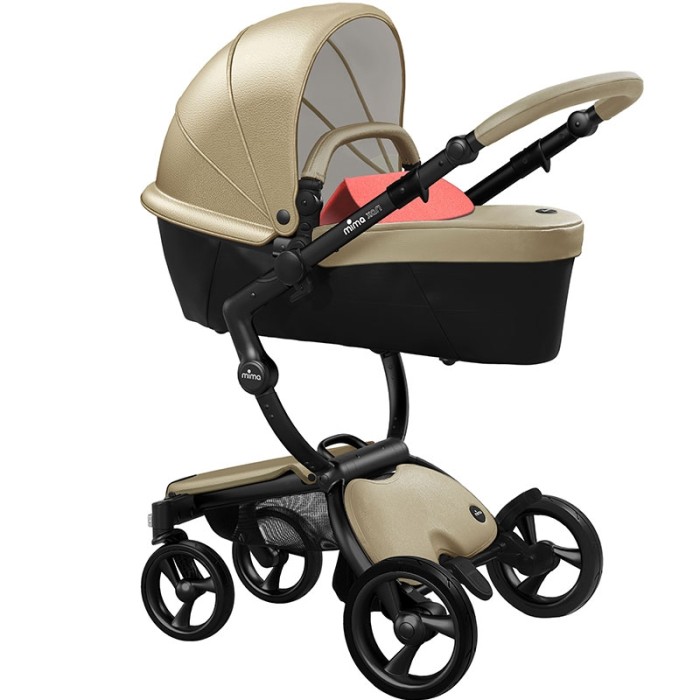 Stroller Mima Xari Champagne chassis Black BB starter pack Coral Red