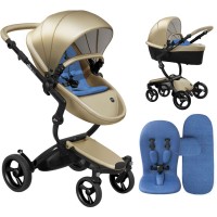 Коляска Mima Xari Champagne шасі Black BB стартовий набір Denim Blue