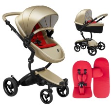 Stroller Mima Xari Champagne chassis Black BB starter pack Ruby Red