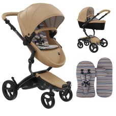 Stroller Mima Xari Latte chassis Black BB starter pack Autumn Stripes